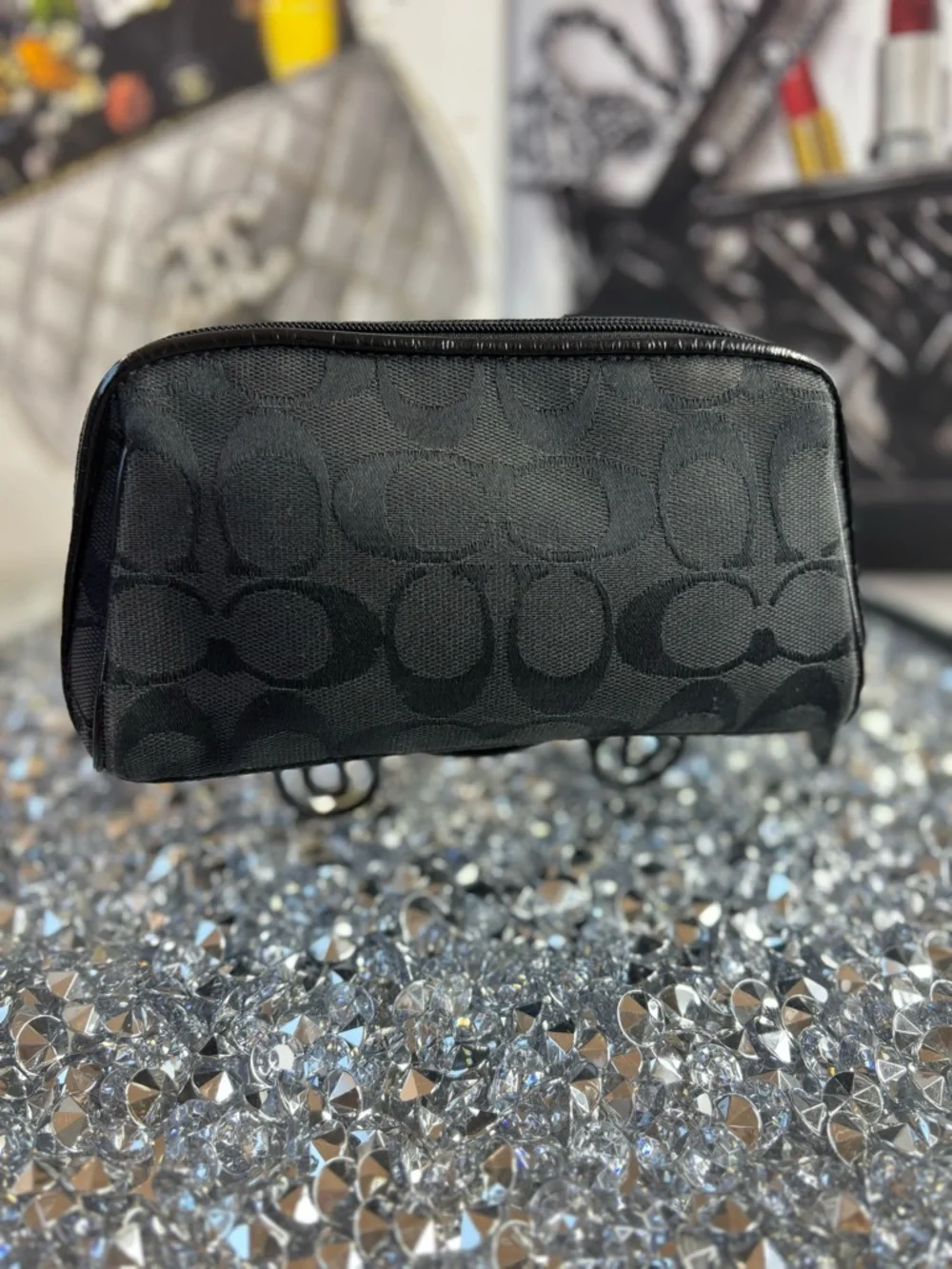 Coach Black Signature Jacquard Cosmetic Pouch - Picture 3 of 10
